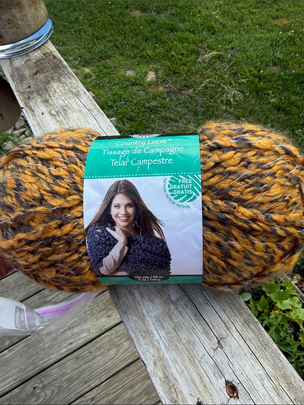 Country Loom Marled Knit Yarn - Mustard & Charcoal